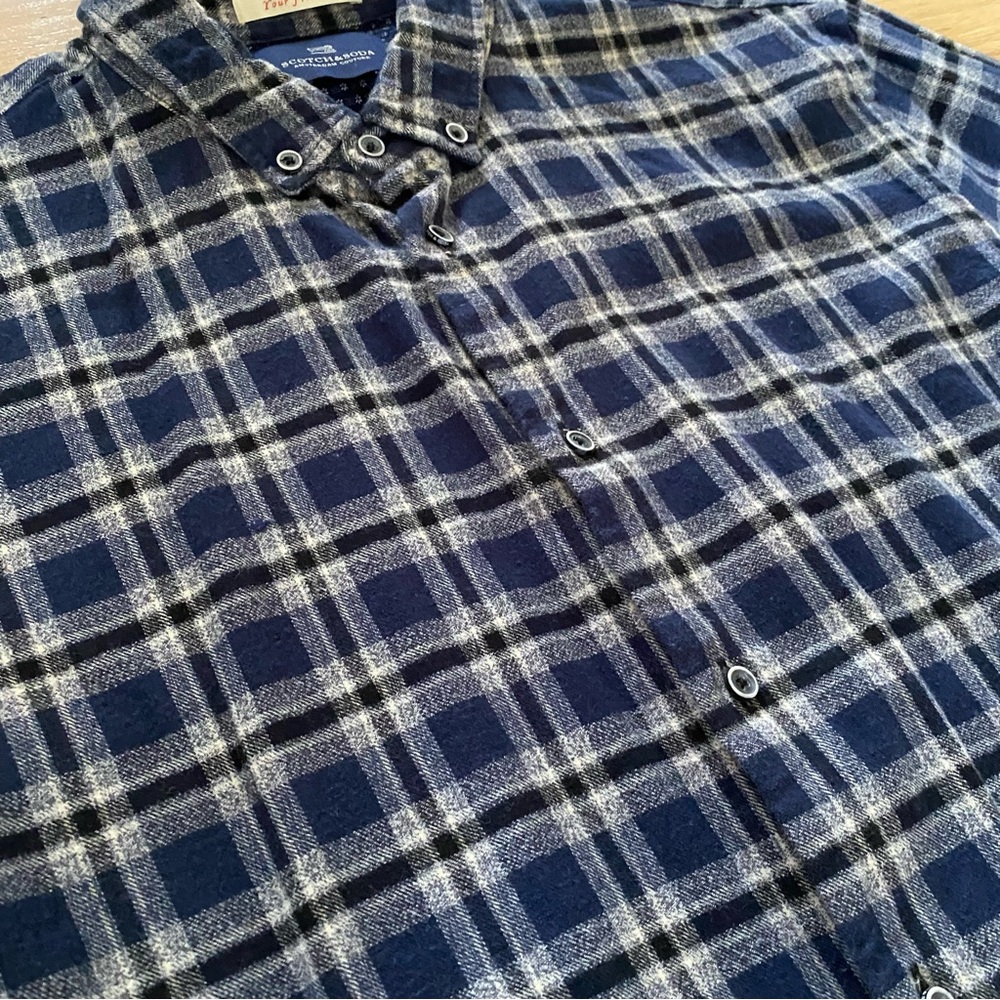 Scotch & Soda Button Down, Men’s Large, Blue Plai… - image 4